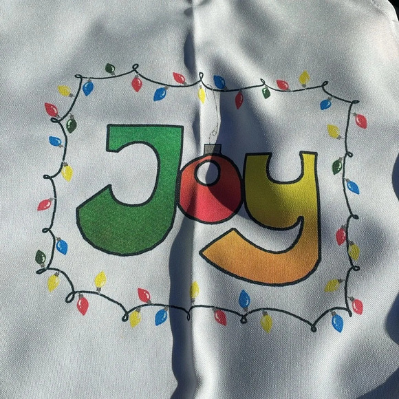 Apron, Xmas themed with “Joy”, Xmas lights/bulb. Full sized apron, ties in back - Picture 2 of 4